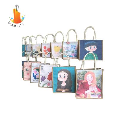 China Small Handled Gift Bag For Christmas / Natural Jute Customized Gift Bag for sale