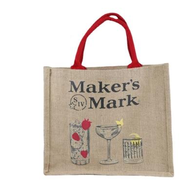 China Manufacturer Wholesale Custom Logo Jute Handled Shopping Bag Printed Jute Jute Bags for sale