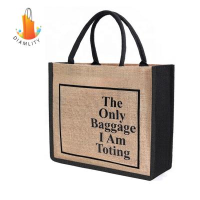 China Promotional Fashion Shopping Bag Natural Manipulated Hemp Jute Plain Canvas Custom Printed Logo Tote Bags for sale