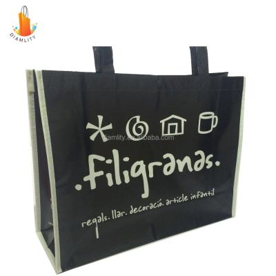 China Recyclable Custom Recycled Black Laminated Non Woven Fabric Shopping Bag for sale