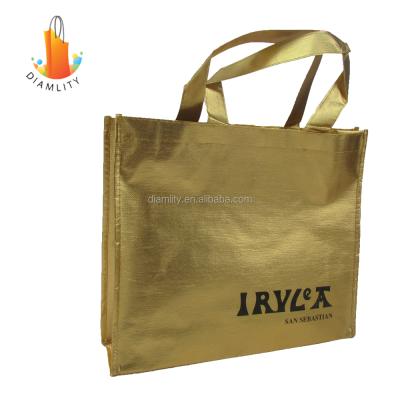 China Eco Recyclable Cheap Custom Golden Laminated Non Woven Shopping Bag for sale