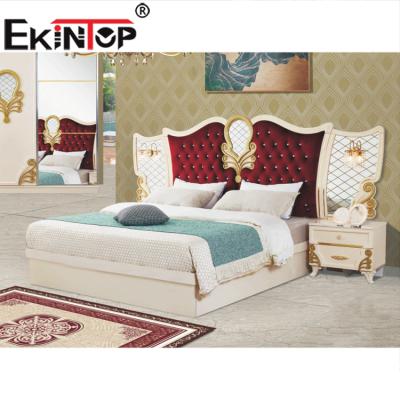 China Wholesale Hot Selling Customized Ekintop Wooden Bed Designs King Size Bed With Storage for sale