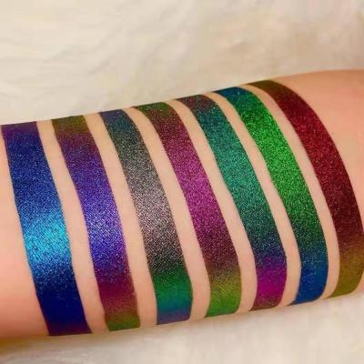 China Waterproof 12 Colors Chameleon Glitter Eyeshadow Shimmer Dye Eyeshadow Pressed Diamond Shining Chrome Metallic Multi Eyeshadow for sale