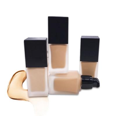 China Brighten Smaller MOQ Customized Private Label Face Foundation Full Coverage Liquid Foundation With Foundation Glass Bottle for sale