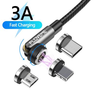 China 5V/3A Free Shipping 1 Sample OK FLOVEME CE CE FCC RoHS 540 Rotate 3A Fast Charger Cable Magnetic USB Charging Cable for sale