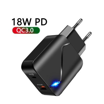 China 18W PD QC3.0 Charger Free Shipping 1 Travel Adapter 18W Sample OK Amazon Hot Sale PD QC3.0 USB Mobile Phone Charger 3A USB Fast Wall Charger for sale