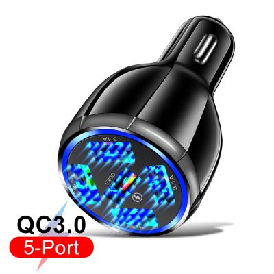 China Free Fast QC3.0 Car Charger Shipping 1 Sample OK FLOVEME QC3.0 5 USB Multi-Function Mobile Phone Charger Car Charger Fast Charger for sale