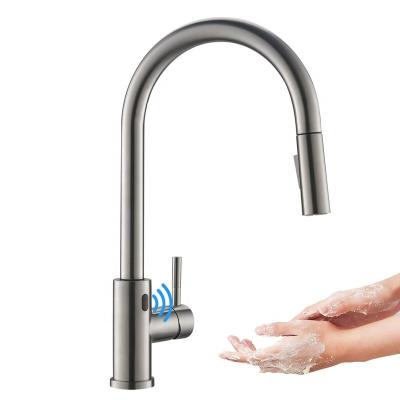 China Sense Faucets Kitchen Pull Out Faucet Brass Deck Mounted Sprayer Sink Mixer Stainless Steel Basin Water Dowm Faucets Brass Deck Mounted Touchless Faucet for sale