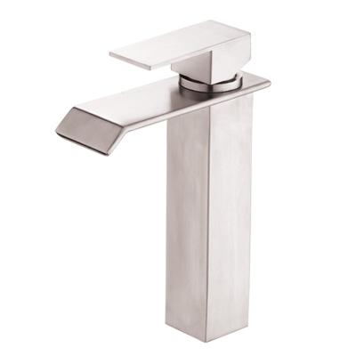 China Modern Single Hole Waterfall Faucets Basin Faucet Black Basin Water Faucet Metered Cold-Hot Mixer Tap for sale