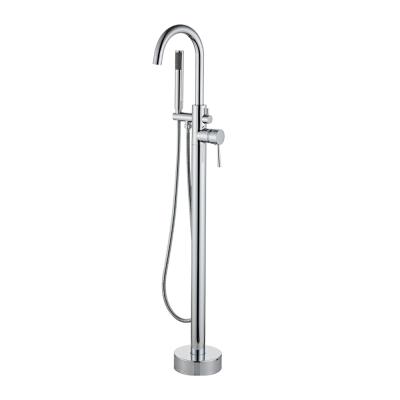 China Floor Standing Bathroom Faucets Single Stand Modern Faucet , Freestanding Design Floor Mounted Brass Body Faucet for sale