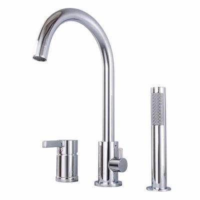 China Without Slide Bar European Modern Bathroom Bath Mixer Tap Shower Sets 3 Hole Bath Faucet for sale