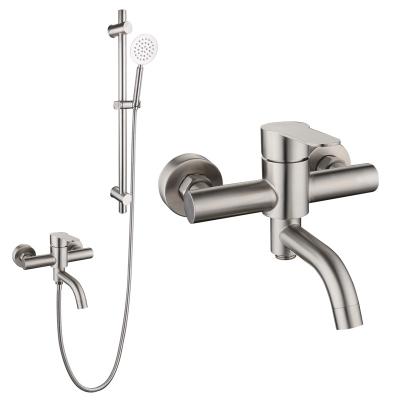 China Wall Mounted Sliding Bar 304 Stainless Steel Bath Shower Set For Bathroom Shower Mixer Tap Set for sale