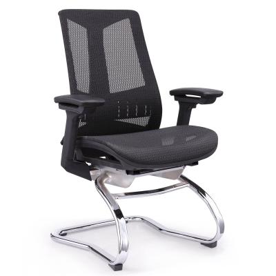 China Lumbar Support Adjustable Mesh Office Chair Conference Meeting Room Visitor Ergonomic Training Chair with Bow Legs for sale