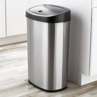 China Stocked 13.2 Gallon /50 L Motion Sensor Kitchen Trash Can, Black Stainless Steel for sale