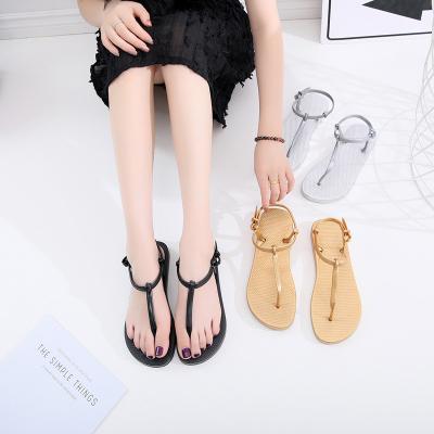 China Women Open Toe Slippers Roman Style Sandals Cheap Prices PVC Beach Flip Flop Sandals Women Flower for sale