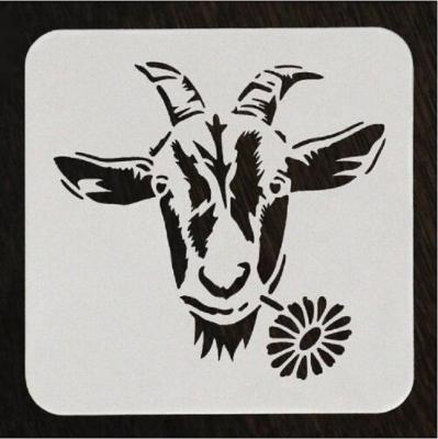 China Painting On Wood Goat Stencil Custom Art Painting Plastic Stencil For Wall Canvas Furniture Cards Decor for sale