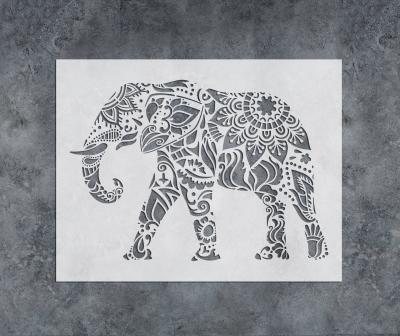 China Kids Drawing Elephant Wall Decor Customized Stencil - Mandala Elephant Stencil Laser Cut Painting Stencil For Wall for sale