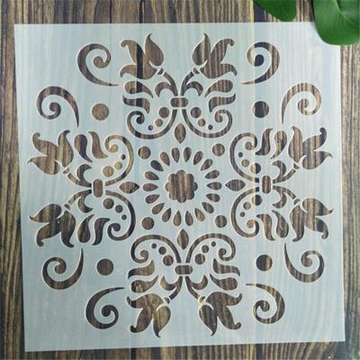 China Flower Drawing Painting Tile Stencils For Floor Wall Tile Fabric Wood Burning Art Craft Supplies Reusable Template for sale