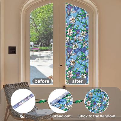 China Non Self Adhesive Privacy Window Film Stained Glass Non Adhesive Frosted Glass Film Decorative Static Cling Window Film For Home for sale