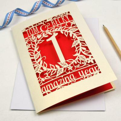 China Europe Floral Birthday Papercut Card, Personalized Laser Cut Card for sale