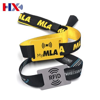 China Customizable Customized Waterproof/Waterproof Fabric RFID Heat Transfer Wristbands Woven Wristbands For Events for sale