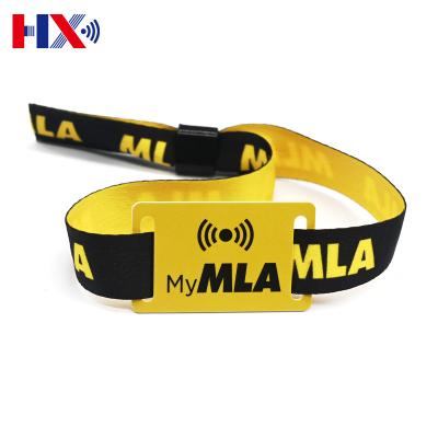 China Free Sample 13.56mhz Waterproof NFC Wristband RFID Fabric Woven Wristbands / Waterproof For Sports Music Festival for sale