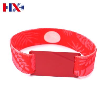 China Factory Wholesale Waterproof NFC 213 Fabric Wristband RFID Woven Festival Elastic Wristband for sale