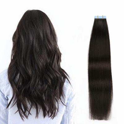 China Hot Selling Natural Black Cuticle Aligned Tangle Free Tape In Hair Straight Seamless Weft Extensions Tape In Hair Extensions Remy Human Hair 100% for sale