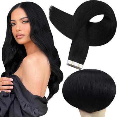 China SUYYA Tangle Free Cuticle Aligned Hair Tape In Hair Extensions Black Hair Extensions Thick Invisible Tape In Remy Hair Extensions Full Head Tape for sale