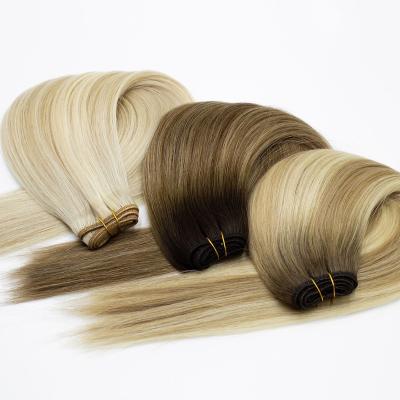 China Best Human Hair Extensions Cuticle Aligned Human Hair Weft Double Weft Tangle Free Real European Drawn Hair Weft Extensions Wholesale 100g for sale