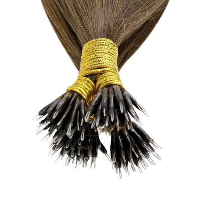 China Wholesale Cuticle Aligned Hair Tangle Free Remy Human Hair Extensions Natural For Women Nano Remy Hair Extensions Ring Tip Hair Extensions for sale