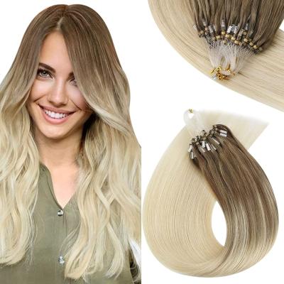 China Wholesale Double Drawn Micro Micro Extensions Cuticle Aligned Tangle Free Ring Loop Hair Micro Virgin Hair Factory Price Pearl Hair Extensions for sale