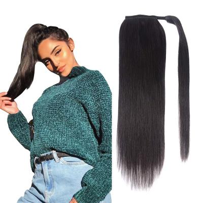 China 100% Remy Silky Straight Cuticle Aligned Tangle Free Hair Ponytail Hair Extensions Wholesale Hair Ponytail Hair Extensions For Woman for sale