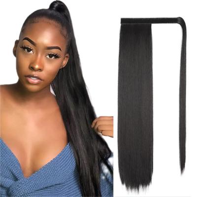 China Long Straight Hair Ponytail Cuticle Aligned Tangle Free Hair Ponytail Extensions 100% Real Hair Clip In Wig For Women Hair Ponytail Extensions for sale