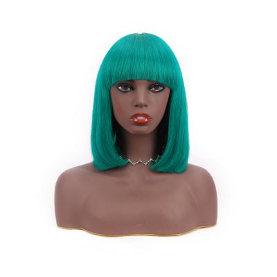 China Wholesales 100% Straight Hair Shedding No Long Lasting Tangles Shade Colored Short Bob Wigs With Bangs for sale