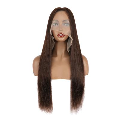 China Brazilian Straight Human Hair Wig 200% Density Full Lace Body Wave 13x4 HD Virgin Hair Wig With Baby Hair For Black Women for sale