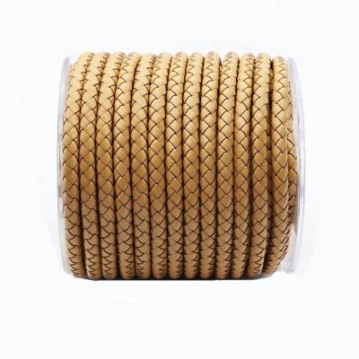 China Natural Layer Edge Bolo Leather Rope Braiding Strong Woven Round Second For Handbag Making Leather Rope for sale