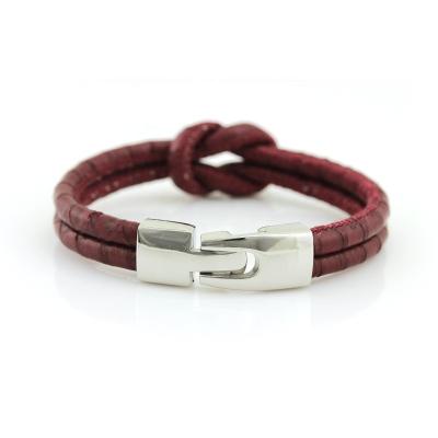 China FASHIONABLE Made in China New Real Leather Bracelets Stainless Steel Buckle Bracelet Sheepskin Wristband for sale