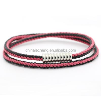 China / Factory Wholesale Price Stainless Steel Magnetic Clasps Around Braided Leather Bracelet For Men And Women for sale