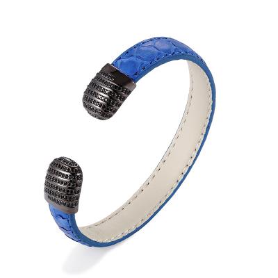 China /Newest High Quality Wholesale Handmade Real Simple Design Snakeskin Bangl Cuff for sale