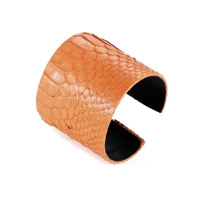 China BOHEMIA Vintage Good Quality Genuine Older Tropical Snake Fur Leather Wrist Cuff Wrap Wrist Cuff Bangle Python Cuff for sale