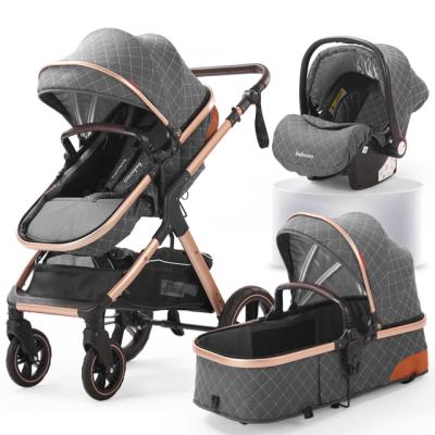 China New Design Polyester Europe Stock Free Shipping Luxury Folding Portable 3 In 1 Baby Stroller Pram For Kids Ride On Car Ride System Buggy for sale