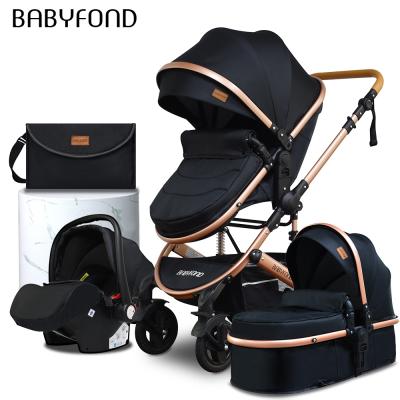 China Polyester Baby Stroller 4 in 1 Pram with Bags Gold Brand Baby Kid Baby Carrier Portable Stroller Dual Use for sale