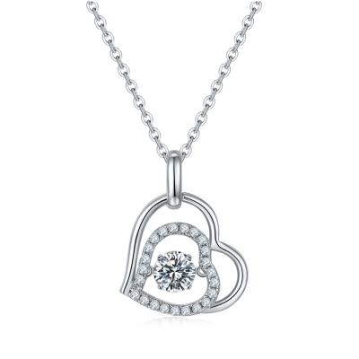 China CLASSIC Kaisney Classic Heart shape White gold Pendant jewelry S925 Sterling Silver Moissanite Diamond VVS Link Chain Necklace for sale