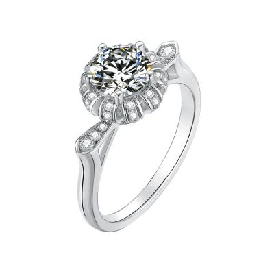 China CLASSIC Kaisney Classic Lady S925 Silver white gold plated Engagement Ring Round 1ct D VVS Moissanite Diamond Ring for sale