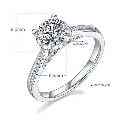 China CLASSIC Kaisney jewelry white gold plated Ring Round cut 1ct VVS Moissanite Diamond S925 Silver Engagement Ring for sale