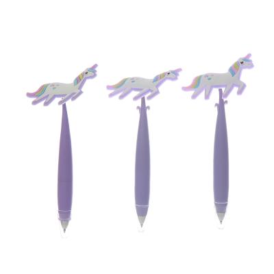 China Factory Direct Selling Multicolor Cute Unicorn Ball Pen Kawaii Fancy Character Rubber Ball Pen for sale