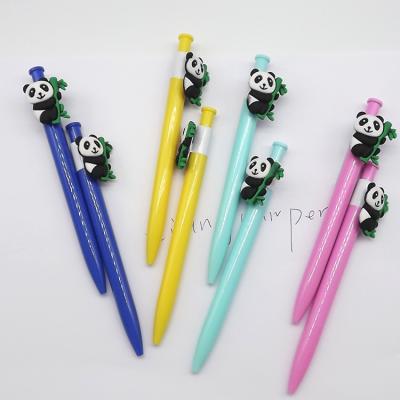 China Cute Cartoon Panda Bamboo Pen Kawaii Click Ballpoint Pen Korean Fashion Style Children's Stationery for sale