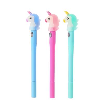 China Excellent Quality Cute School Supplies Lovely Cartoon Unicorn Multicolor Lights- Gel Ink Pen for sale