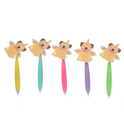 China High Quality Cute Cute Dogs Love Character Ball Pen Kids Rubber Ballpoint Pen for sale